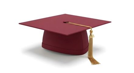 Graduation cap with tassel academic dress for university or college isolated on white background