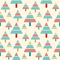 Colorful nature,Pine tree seamless pattern.Beautiful Scandinavian woodland folk design.Abstract geometric elements background.Cute illustration for print decor,wallpaper,Christmas holiday,celebration 
