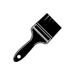 Simple black silhouette paintbrush icon on a clear background