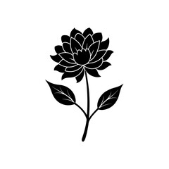 Stylized black floral silhouette with intricate petals and leaves
