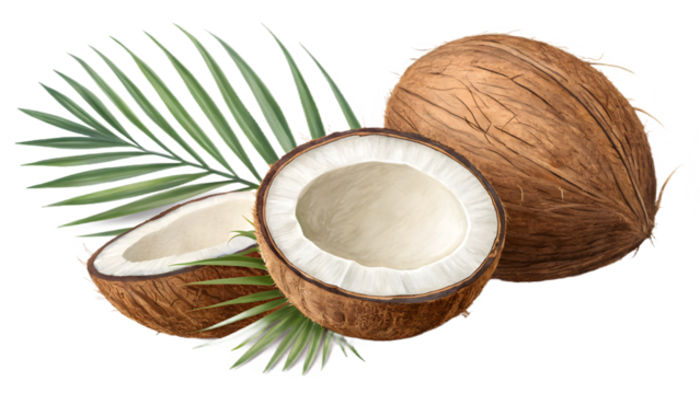 Spa still life with coconut and brown, natural whole walnuts, spices, and cinnamon - Powered by Adobe