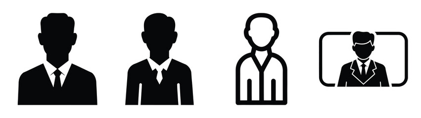 Set of vector business offer icon. Business silhouette icons