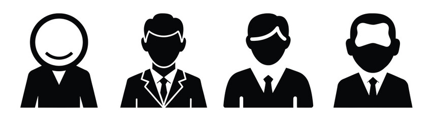 Set of vector business strategy icon. Business silhouette icons