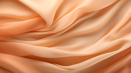 Wrinkled pale orange-beige fabric with smooth flowing folds