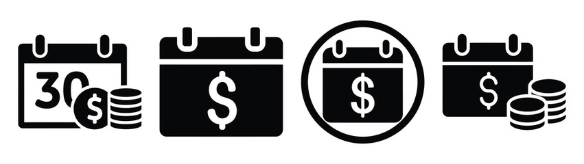 Set of vector monthly billing icon. Business silhouette icons