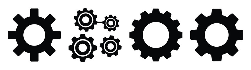 Set of vector productivity gear icon. Business silhouette icons