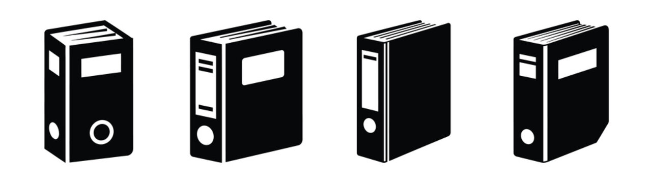 Set of vector binder book icon. Business silhouette icons