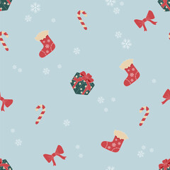 New Year&rsquo;s and Christmas pattern on a blue background