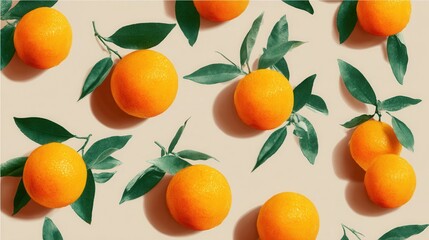 Fresh oranges leaves pattern