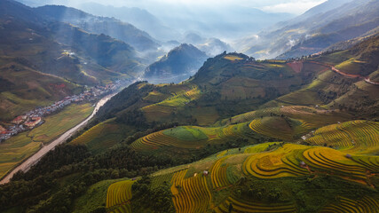 rice terraces in Mu Cang Chai, Vietnam