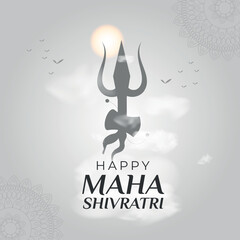 Maha Shivratri greeting banner. Hindu celebration poster for web. Vector illustration
