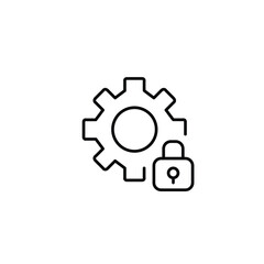 Cogwheel and lock. System security, encrypted mechanisms. Pixel perfect, editable stroke vector icon