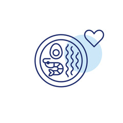 Obraz premium Seafood ramen and heart. Favorite delivery dishes, Asian cuisine takeaway and home cooking. Pixel perfect, editable stroke vector icon