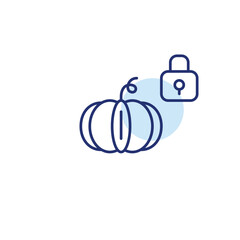 Fototapeta premium Pumpkin and lock. Safe food storage and farming. Pixel perfect, editable stroke vector icon