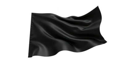 Flowing black flag with smooth texture and gentle waves, symbolizing strength and resilience