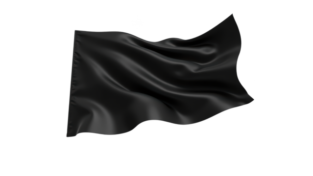 Flowing black flag with smooth texture and gentle waves, symbolizing strength and resilience