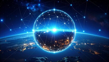 Digital globe with glowing data connections