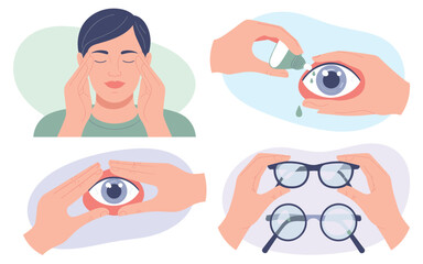 Obraz premium Eye Care and Vision Health A Set of Vector Illustrations