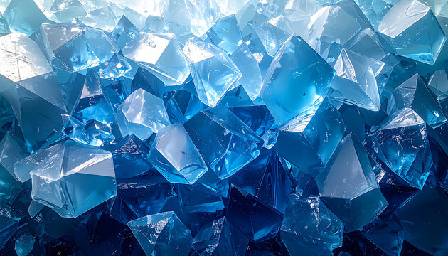 Abstract Blue Geometric Crystal and Ice Texture Background for Technology Presentation