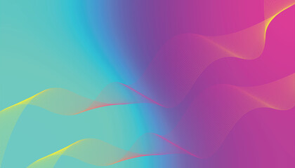 Abstract wave line art vector illustration, cyan magenta gradient background, flowing mesh texture, vibrant digital design