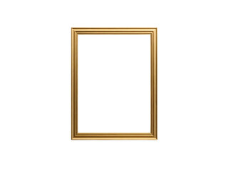  "Elegant Gold Picture Frame Mockup, Front-Facing Studio Shot on White Background, Minimalist Metallic Frame for Product Display"