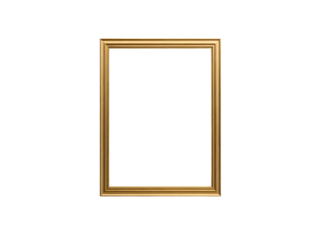  "Elegant Gold Picture Frame Mockup, Front-Facing Studio Shot on White Background, Minimalist Metallic Frame for Product Display"