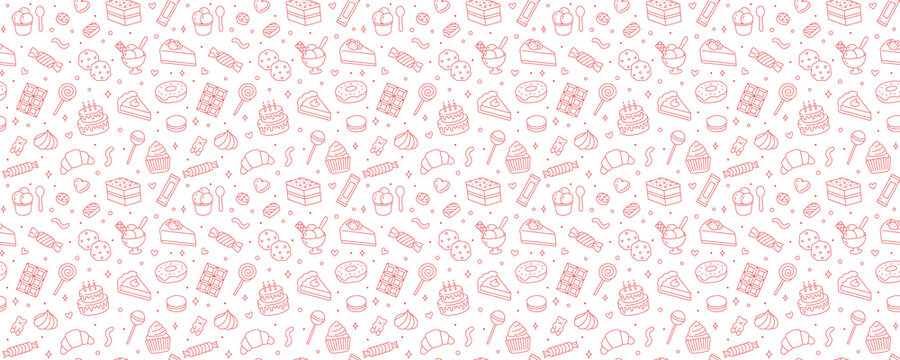 Seamless pattern red cakes 004 - 1