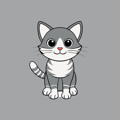 Obraz premium A gray-tabby-cat-with-white-feet-and-white-tips 