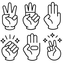 Obraz premium A grid-of-twelve-hand-gestures-outlined-in-a-simple. 