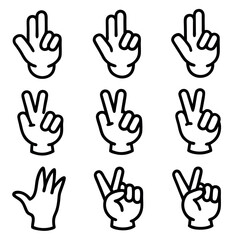 Fototapeta premium A grid-of-twelve-hand-gestures-outlined-in-a-simple. 