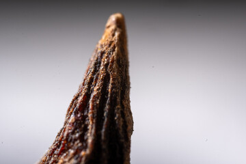 An extreme close-up macro photograph of a dried, deep reddish-brown Star Anise fruit, emphasizing the radially symmetrical structure formed by its woody, boat-shaped fo