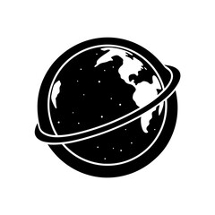 Planet earth globe with orbital ring, global communication concept