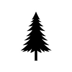 Black silhouette of a conifer tree, a simple vector graphic illustration.