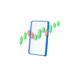 3d Candle stick graph chart of online stock