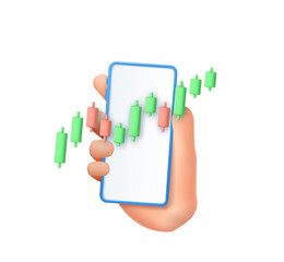 3d Candle stick graph chart of online stock