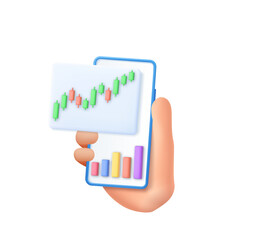 3d Candle stick graph chart of online stock