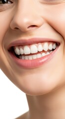 Fototapeta premium Radiant smile showcases bright white teeth in a close-up dental aesthetic portrait