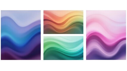 Obraz premium Four abstract, colorful, wavy backgrounds with a gradient effect.