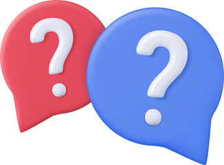 3d Speech bubble with question mark.