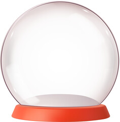 3d Empty snow glass ball with red tray