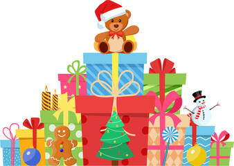 Gifts with bows and ribbons.