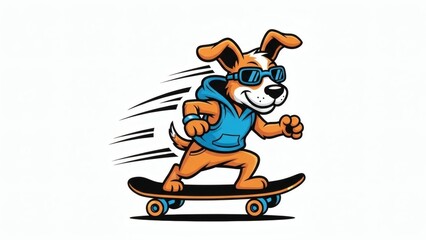 Adorable Puppy Cartoon Skateboarding A Whimsical Illustration of Fun and Adventure