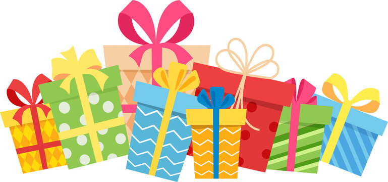 holiday present colored gift boxes