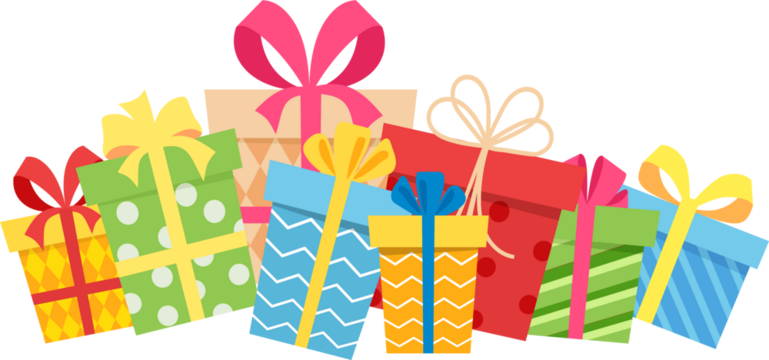 holiday present colored gift boxes