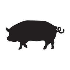 Walking Pig Silhouette Vector Icon