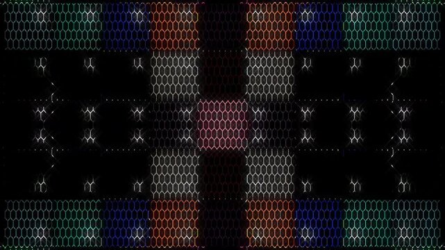 3D Abstract shining bright lines set wave, colorful, black background	