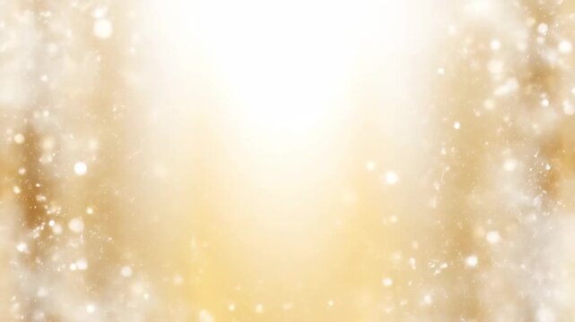 Shimmering gold particle dust and bright bokeh lights creating a magical and festive abstract background design