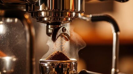 close-up image of steam rising from freshly brewed coffee being poured into a