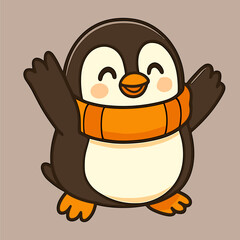 Cheerful penguin illustration wearing a cozy winter scarf