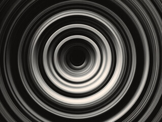 Abstract concentric circles pattern in shades of gray and white converging inward